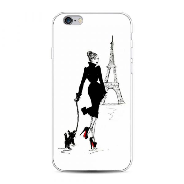 Silicone case Lady with a dog for iPhone 6S