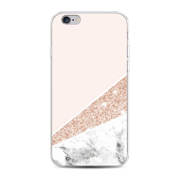 Glitter Pink Marble Silicone Case for iPhone 6S