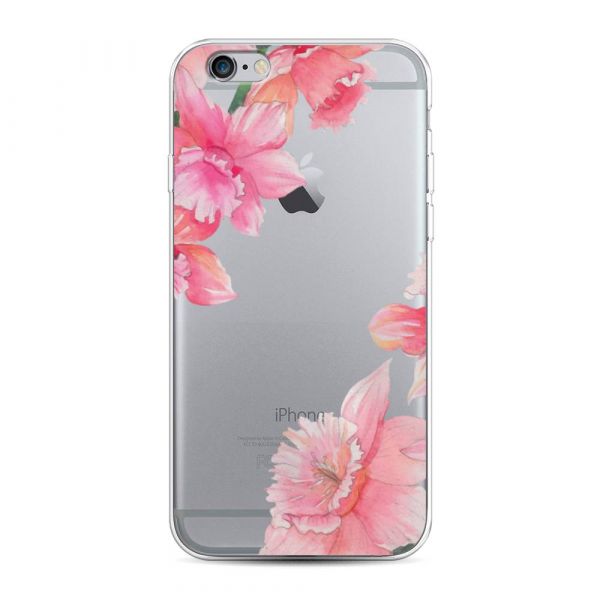 Silicone Case Pink Flower Corners for iPhone 6S