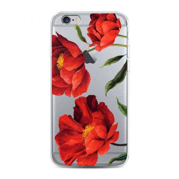 Silicone case Red poppies for iPhone 6S