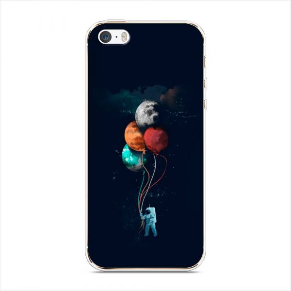 Silicone case Cosmonaut with balloons for iPhone 5/5S/SE