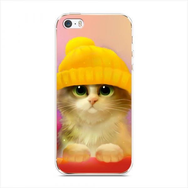 Silicone case Kitten in a yellow hat for iPhone 5/5S/SE