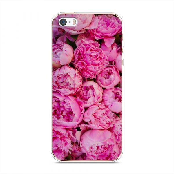 Silicone Case Pink Peonies for iPhone 5/5S/SE
