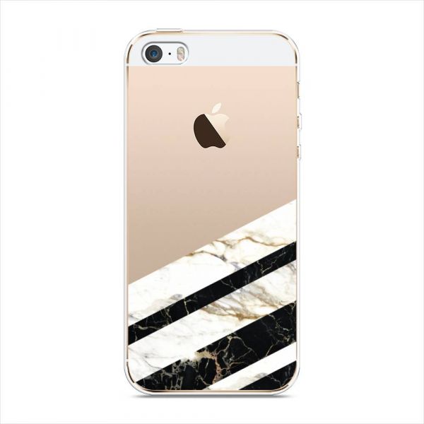Silicone case Black and white marble half for iPhone 5/5S/SE