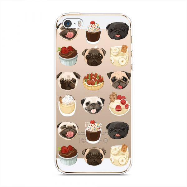 Silicone case Pugs and sweets for iPhone 5/5S/SE