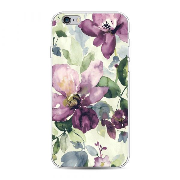 Lilac Flowers-Watercolor Silicone Case for iPhone 6