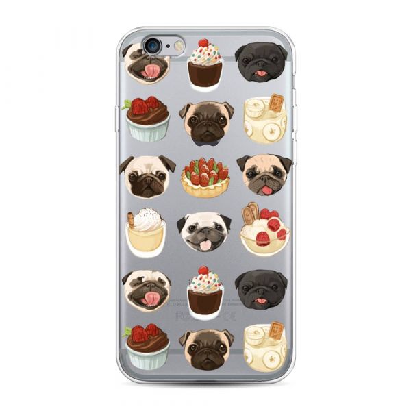 Silicone case Pugs and sweets for iPhone 6