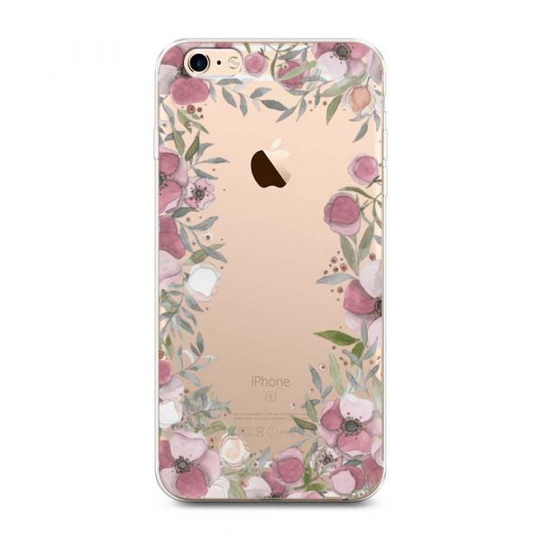 Pink Flower Frame Silicone Case for iPhone 6 Plus/6S Plus