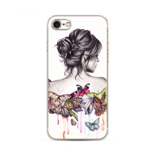 Silicone case Girl with butterflies for iPhone 7