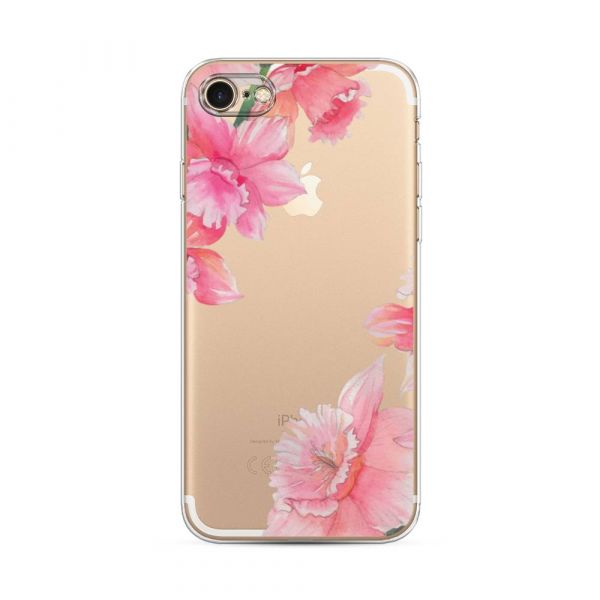 Silicone Case Pink Flower Corners for iPhone 7