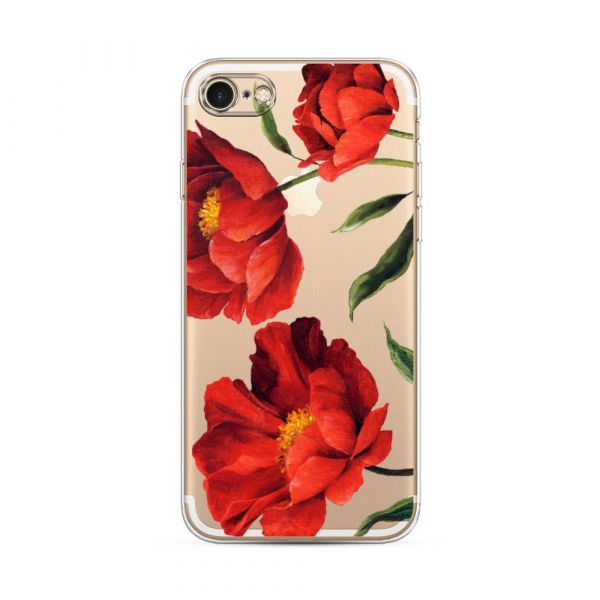 Silicone case Red poppies for iPhone 7