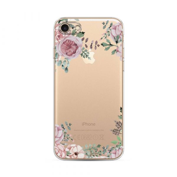 Silicone case Delicate roses watercolor for iPhone 7