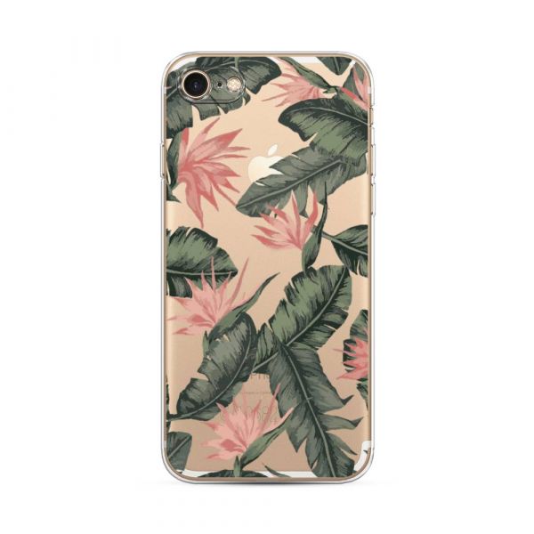 Silicone Case Flower Palm Background for iPhone 7