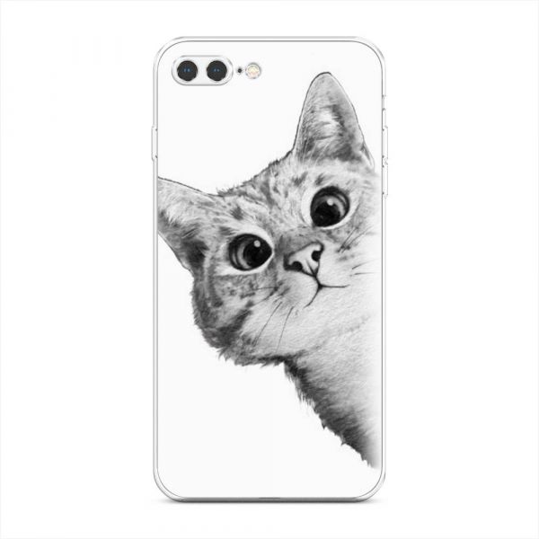 Silicone case Cat pattern black and white for iPhone 7 Plus