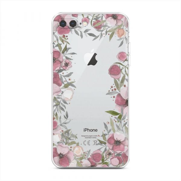 Pink Flower Frame Silicone Case for iPhone 7 Plus
