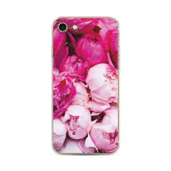 Silicone case Peonies pink-white for iPhone 8