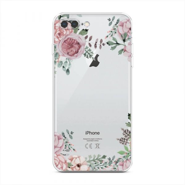 Silicone case Delicate roses watercolor for iPhone 8 Plus