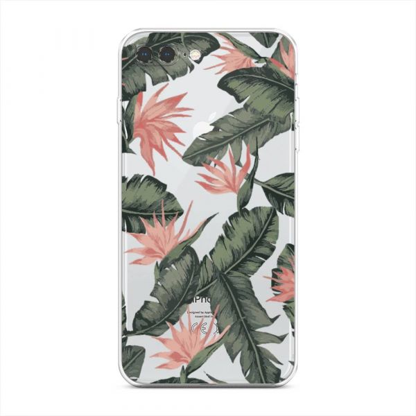 Silicone Case Flower Palm Background for iPhone 8 Plus