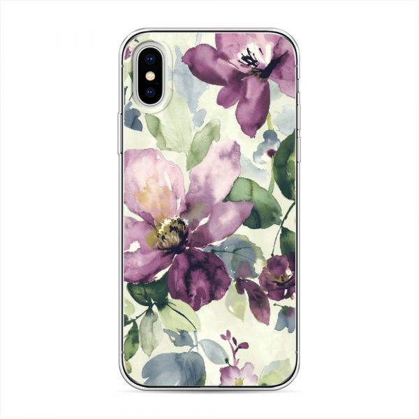 Lilac flowers-watercolor silicone case for iPhone X (10)