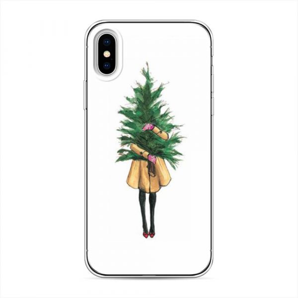 Silicone Case Girl with Christmas Tree for iPhone X (10)