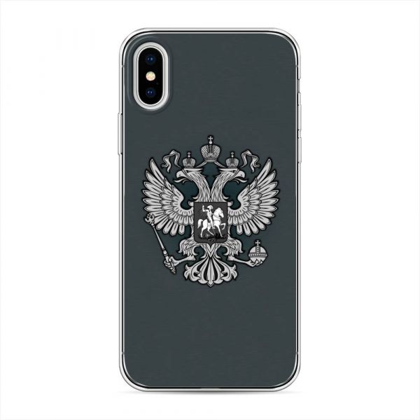 Coat of arms of Russia gray silicone case for iPhone X (10)