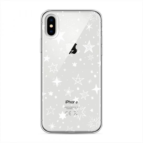 Silicone Case Asterisks Graphics White for iPhone X (10)