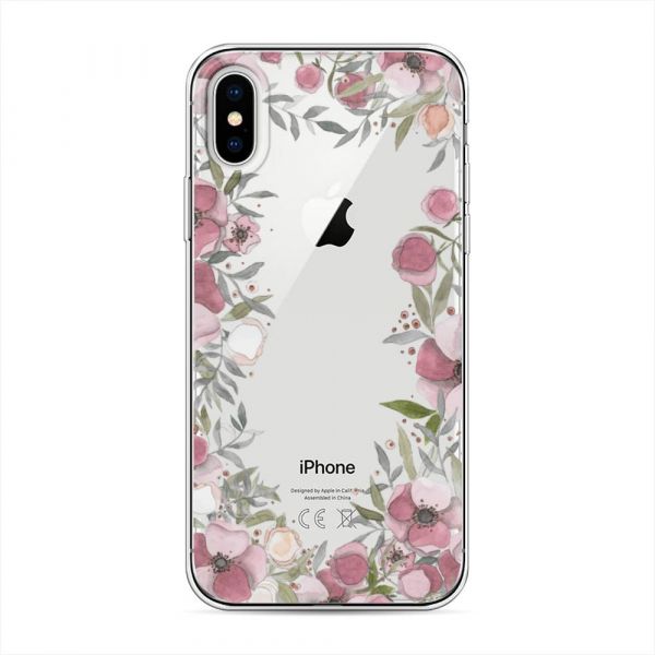 Pink Flower Frame Silicone Case for iPhone X (10)