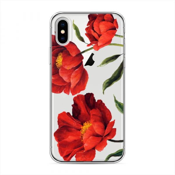 Silicone Case Red Poppies for iPhone X (10)