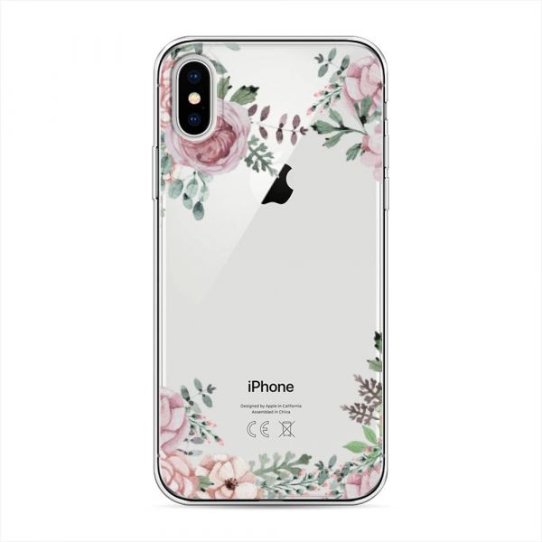 Silicone case Delicate roses watercolor for iPhone X (10)