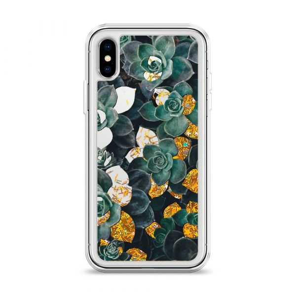 Glitter liquid case Succulents colored for iPhone X (10)