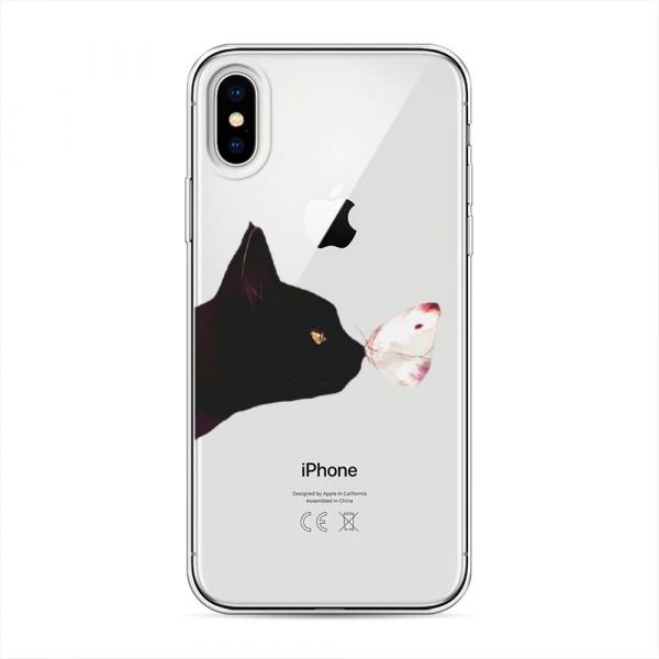 Silicone case Black cat and butterfly for iPhone XS (10S)