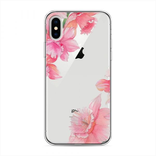 Silicone Case Pink Flower Corners for iPhone XS (10S)