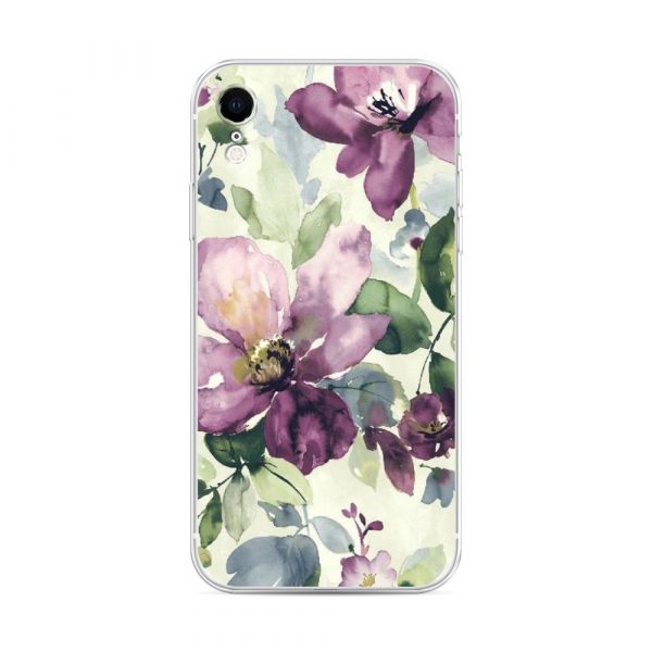 Lilac flowers-watercolor silicone case for iPhone XR (10R)