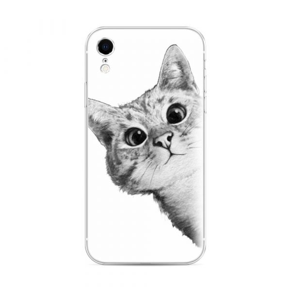 Silicone case Cat pattern black and white for iPhone XR (10R)