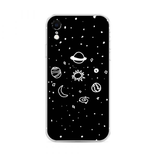 Doodle Solar System Silicone Case for iPhone XR (10R)