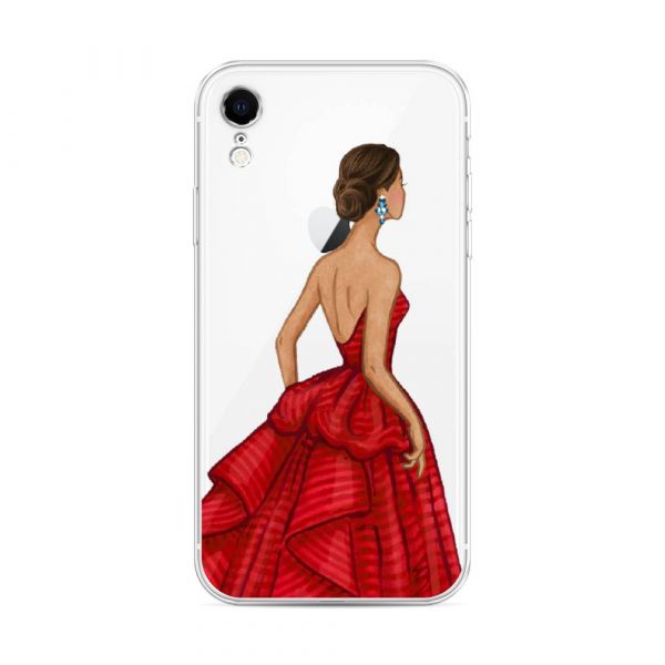Silicone case Girl in a red dress for iPhone XR (10R)