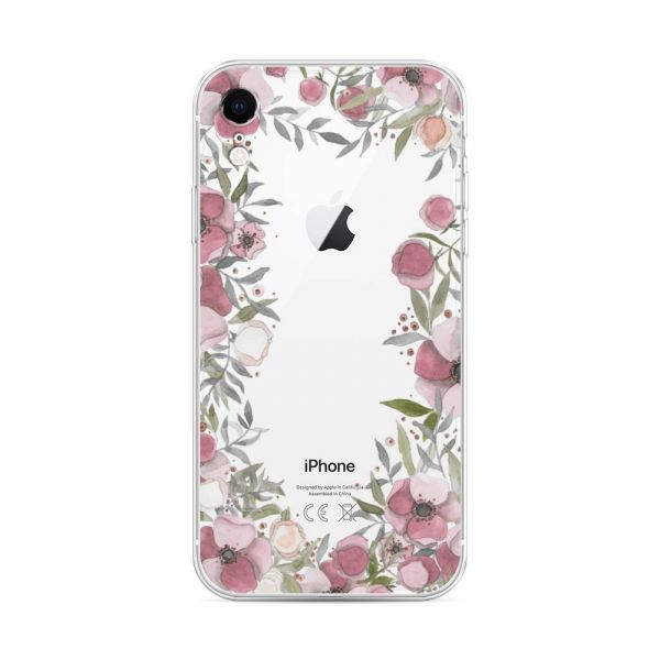 Pink Flower Frame Silicone Case for iPhone XR (10R)