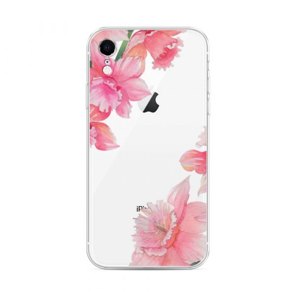 Silicone Case Pink Floral Corners for iPhone XR (10R)