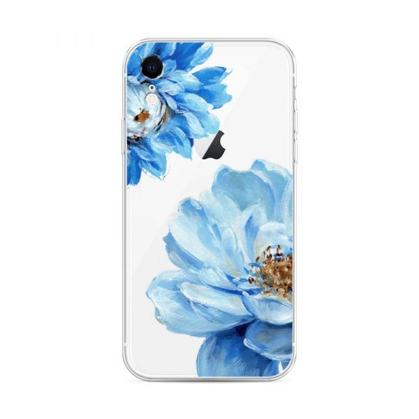 Blue Clematis Silicone Case for iPhone XR (10R)