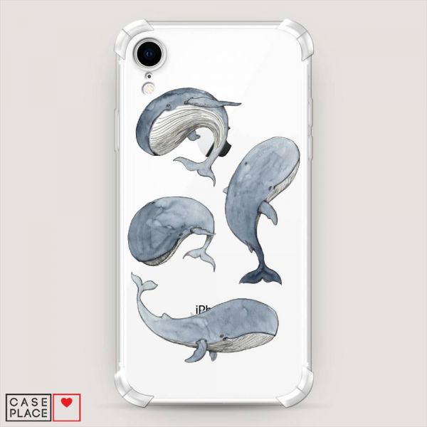 Shockproof silicone case Whales for iPhone XR (10R)