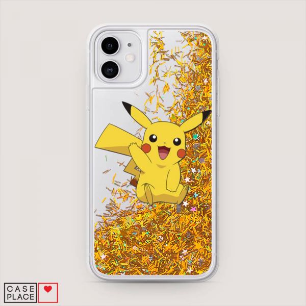 Glitter Liquid Case Pikachu Waves for iPhone 11