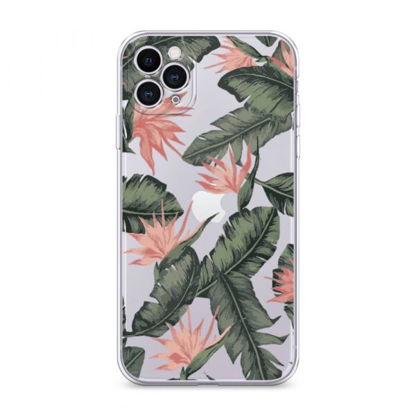 Silicone Case Flower Palm Background for iPhone 11 Pro