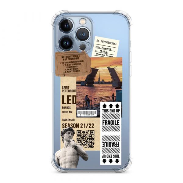 Shockproof silicone case St. Petersburg collage for iPhone 13 Pro Max